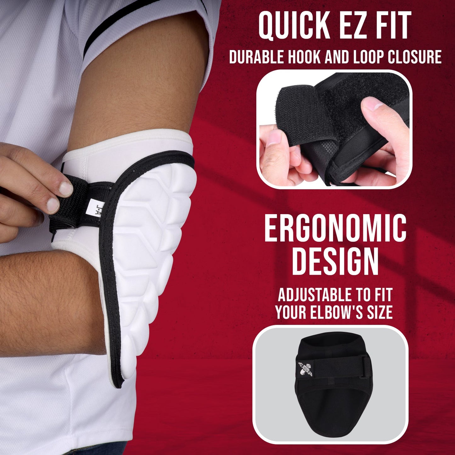 Defender Baseball Elbow Guard with Adjustable Strap (White)