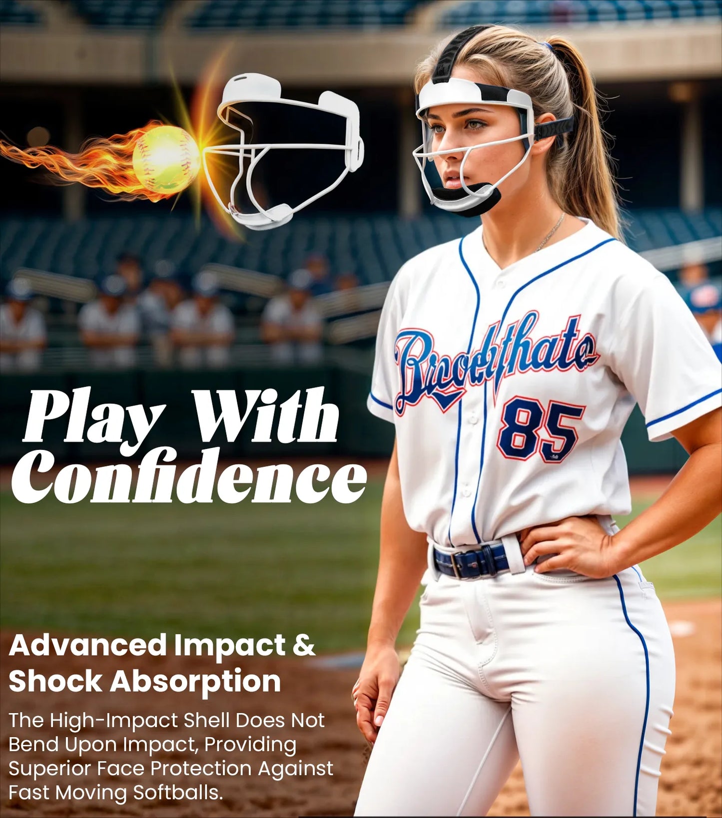 Lightweight Softball Face Mask, Protective Fielders Mask (Navy)