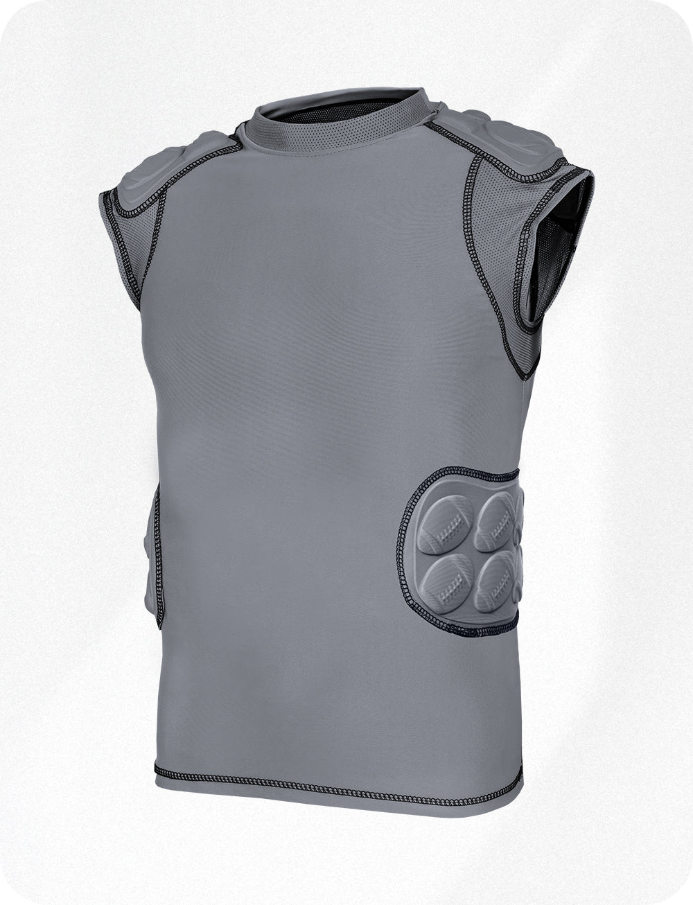 Defender 5 Pads Boys Football Compression Shirt Gray (Youth)