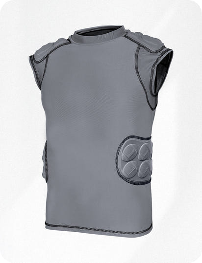 Defender 5 Pads Boys Football Compression Shirt Gray (Youth)