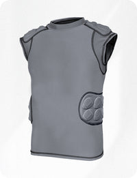 Defender 5 Pads Boys Football Compression Shirt Gray (Youth)