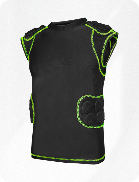 Defender 5 Pads Boys Football Compression Shirt Black (Youth)