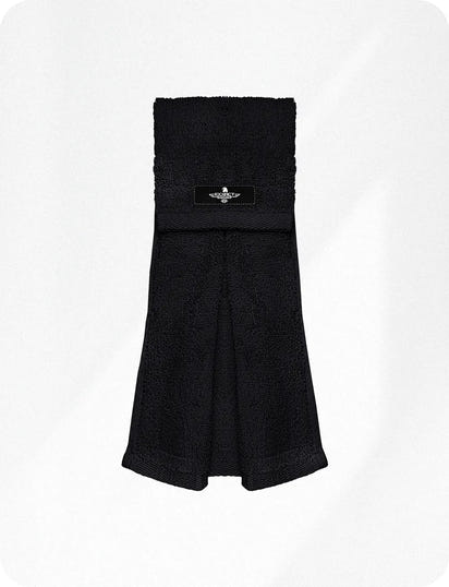 Football Towel with Hook & Loop Fastener, to Clean Hands, Visor and Gloves (Black)