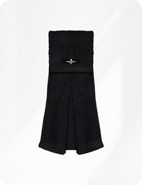 Football Towel with Hook & Loop Fastener, to Clean Hands, Visor and Gloves (Black)