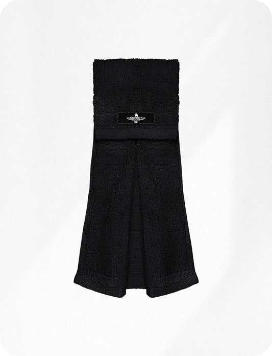 Football Towel with Hook & Loop Fastener, to Clean Hands, Visor and Gloves (Black)