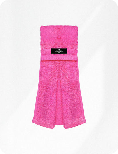 Football Towel with Hook & Loop Fastener, to Clean Hands, Visor and Gloves (Pink)