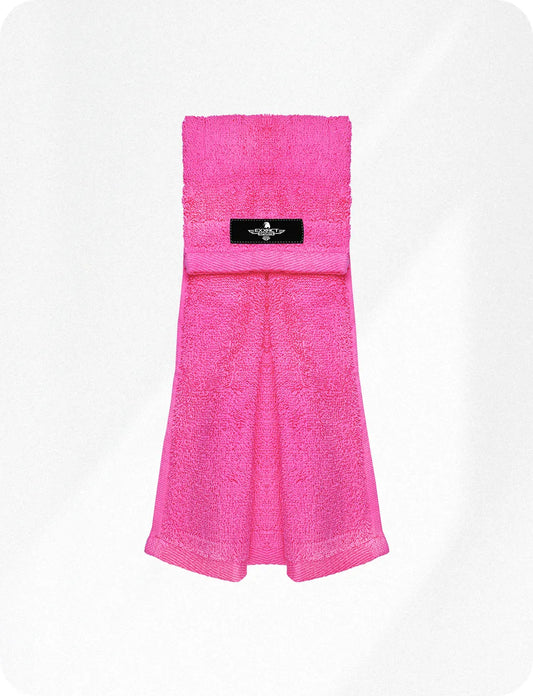 Football Towel with Hook & Loop Fastener, to Clean Hands, Visor and Gloves (Pink)