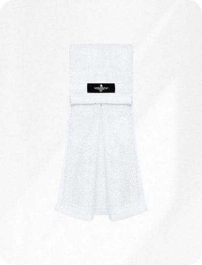 Football Towel with Hook & Loop Fastener, to Clean Hands, Visor and Gloves (White)