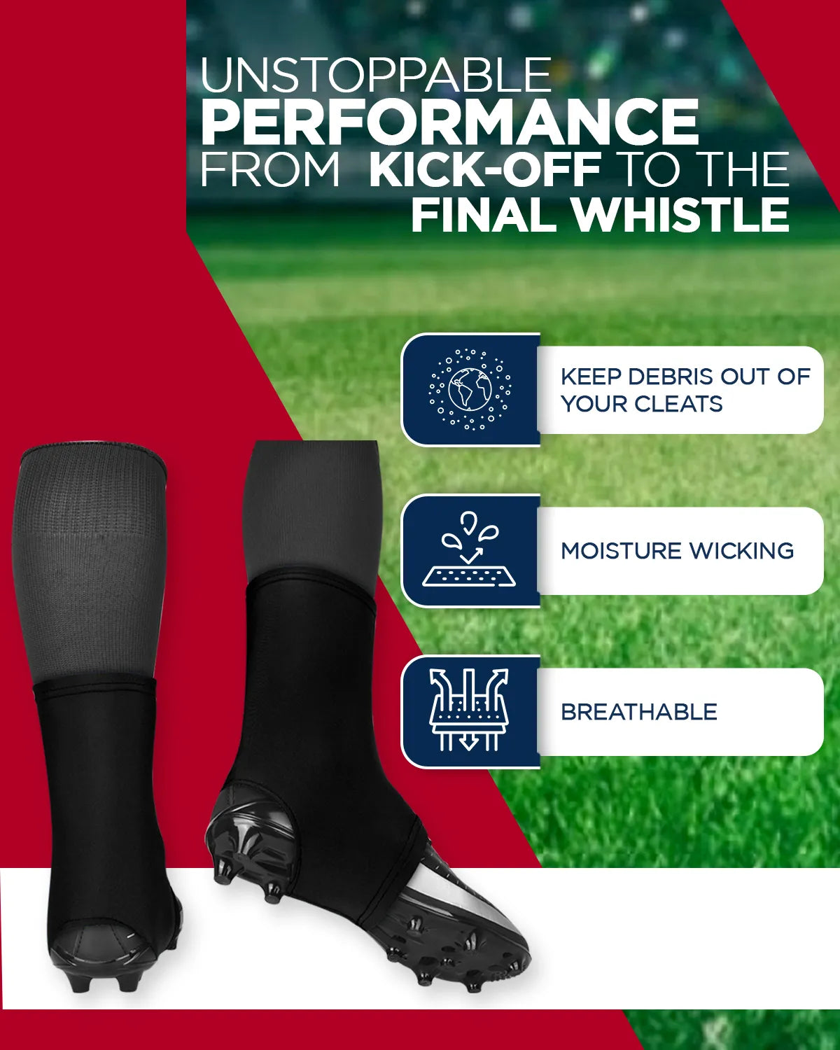 Spats Cleat Men & Boys Football Covers (Black)