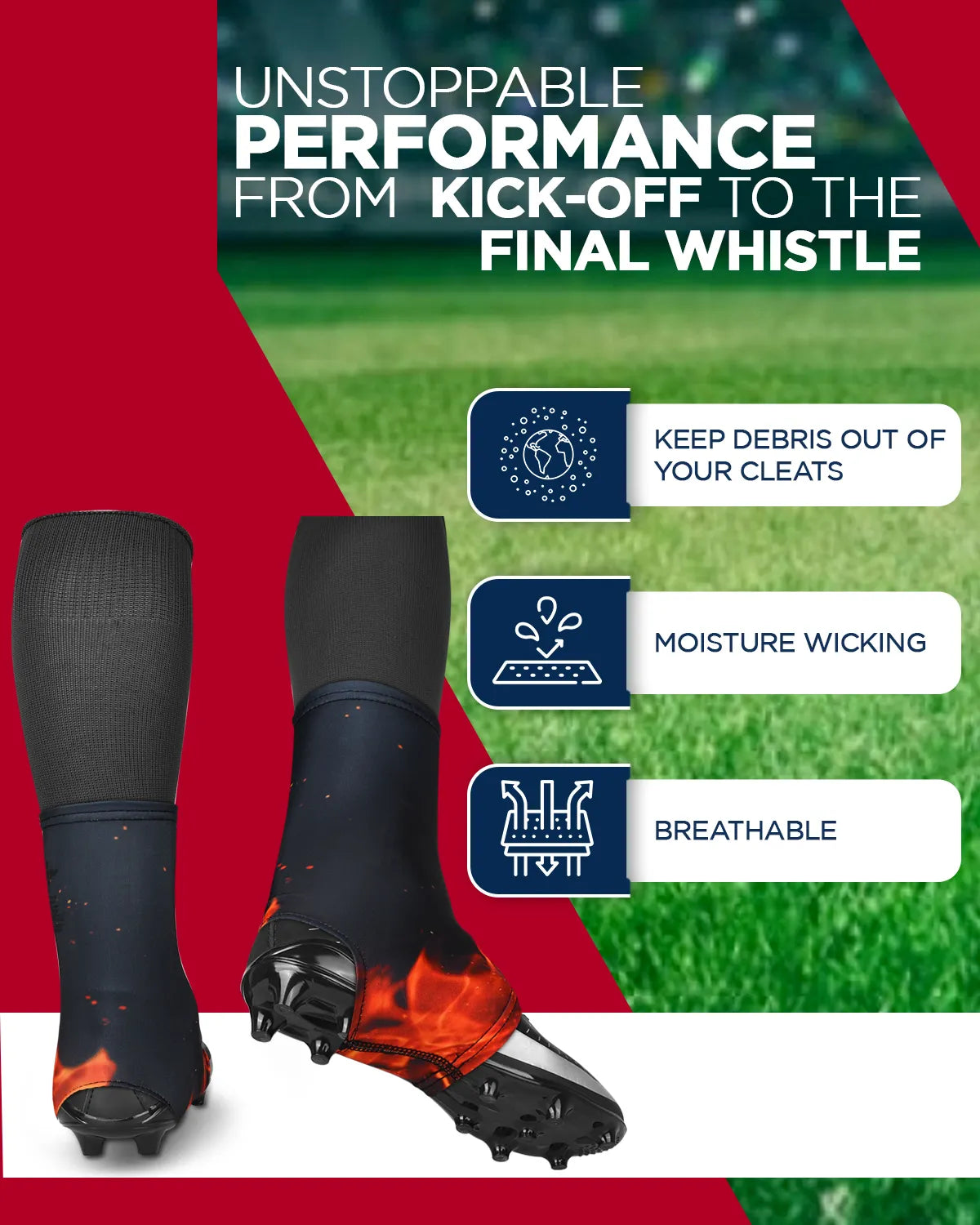 Spats Cleat Men & Boys Football Covers (Flame)