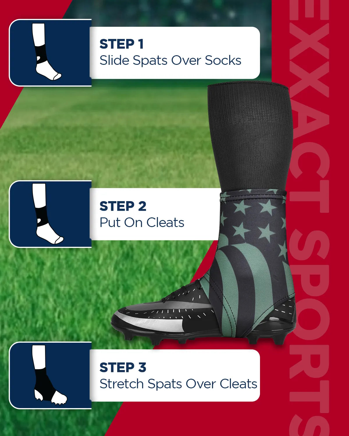 Spats Cleat Men & Boys Football Covers (Green Flag)
