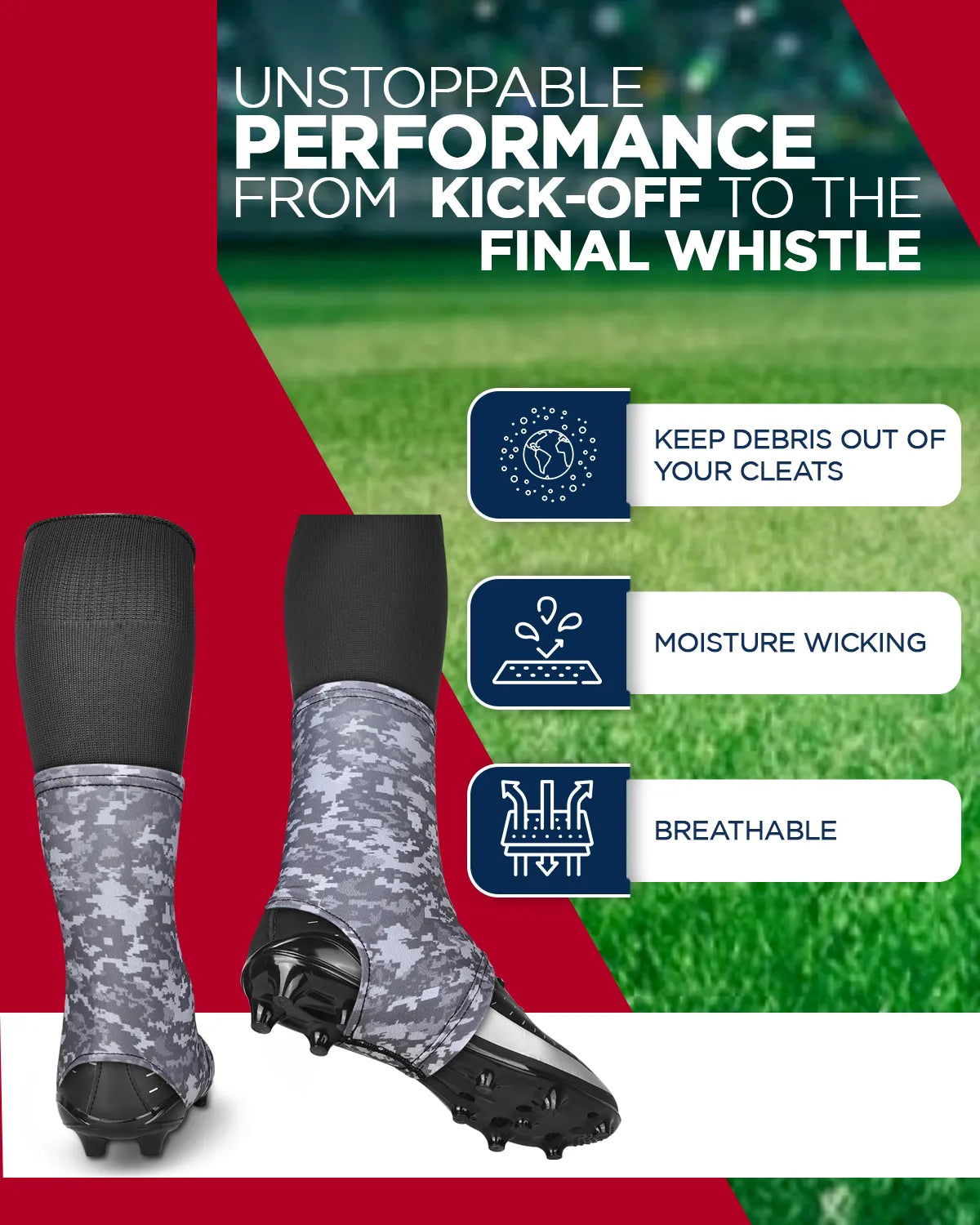 Spats Cleat Men & Boys Football Covers (Grey Camo)