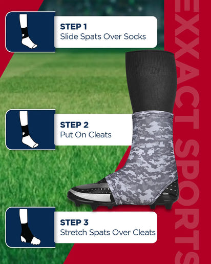 Spats Cleat Men & Boys Football Covers (Grey Camo)