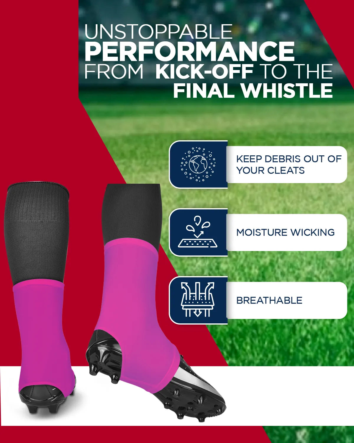 Spats Cleat Men & Boys Football Covers (Pink)