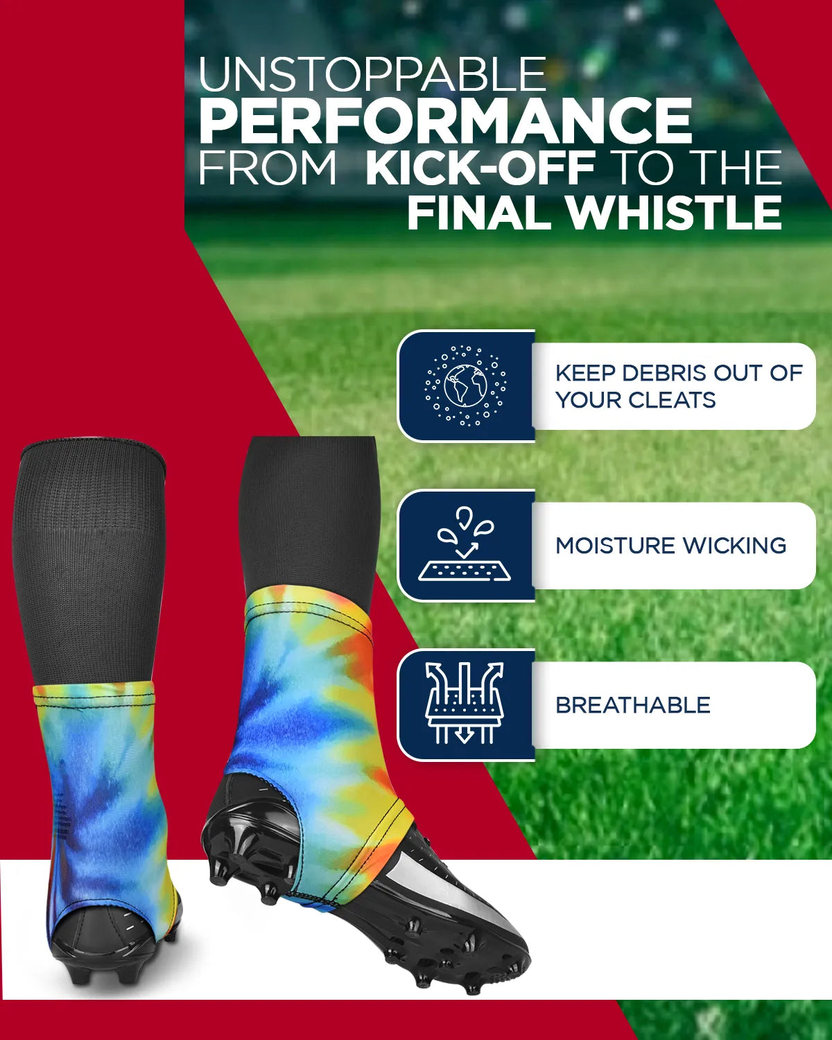 Spats Cleat Men & Boys Football Covers (Rainbow)