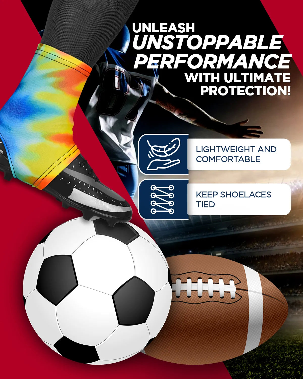 Spats Cleat Men & Boys Football Covers (Rainbow)