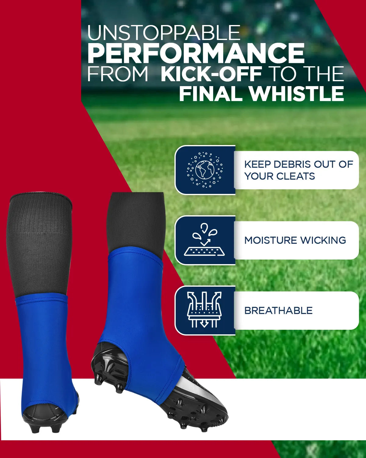 Spats Cleat Men & Boys Football Covers (Royal blue)