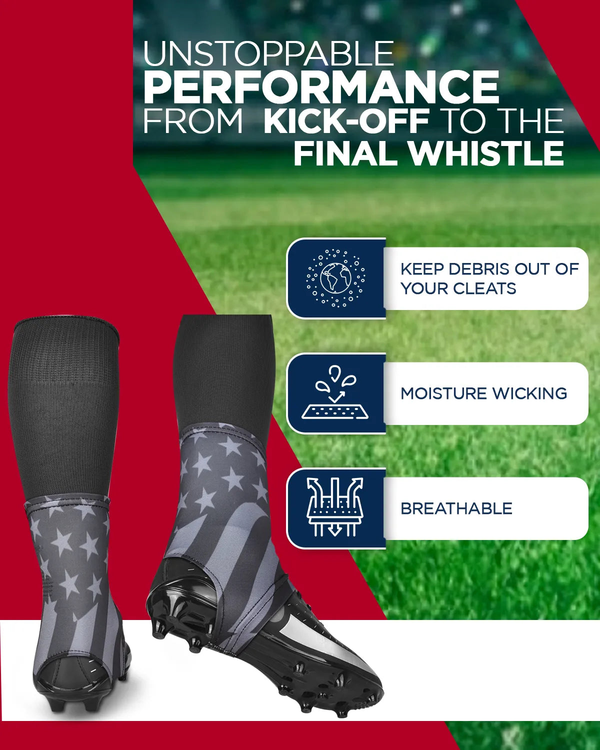 Spats Cleat Men & Boys Football Covers (Grey Flag)