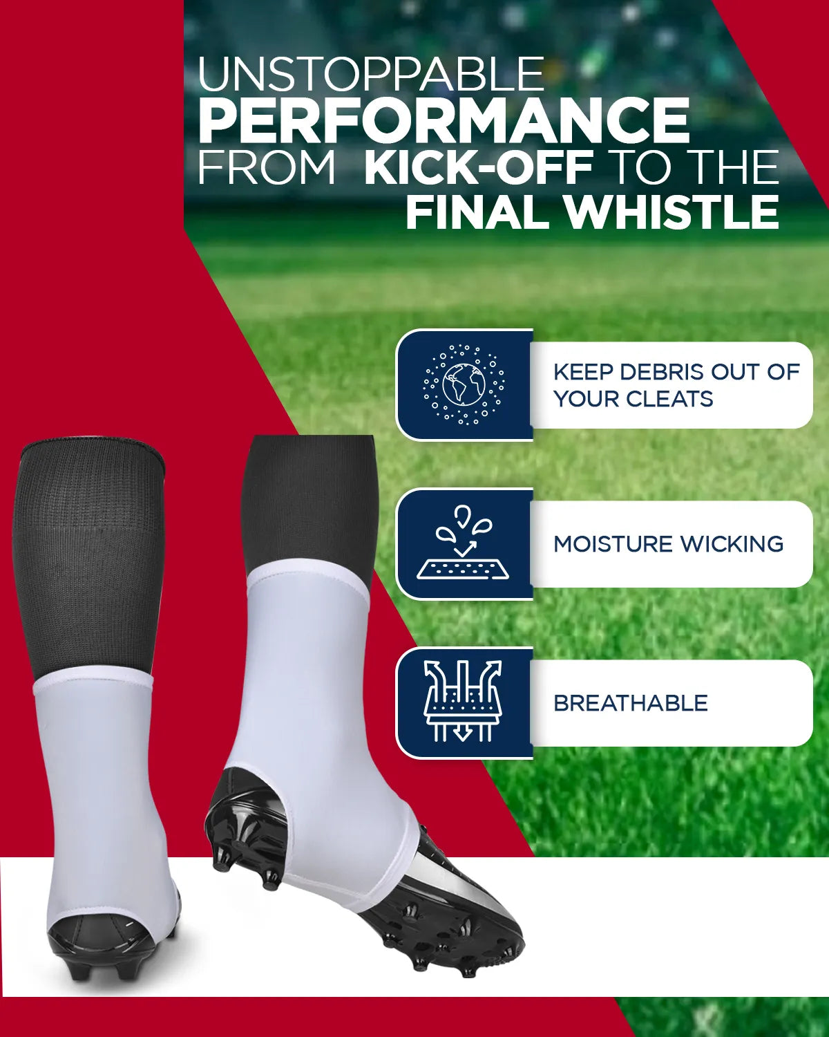 Spats Cleat Men & Boys Football Covers (White)