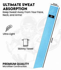 Streamer Football Towel with Hook & Loop Fastener (Columbia Blue)