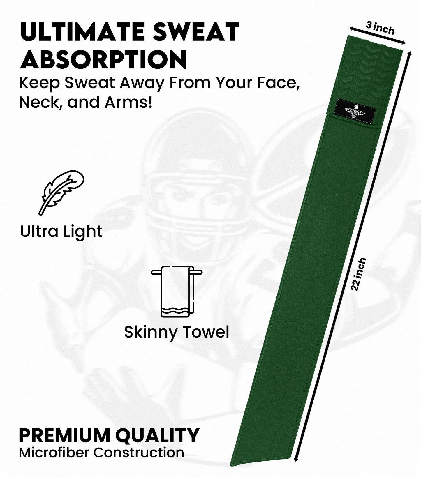 Streamer Football Towel with Hook & Loop Fastener (Dark Green)