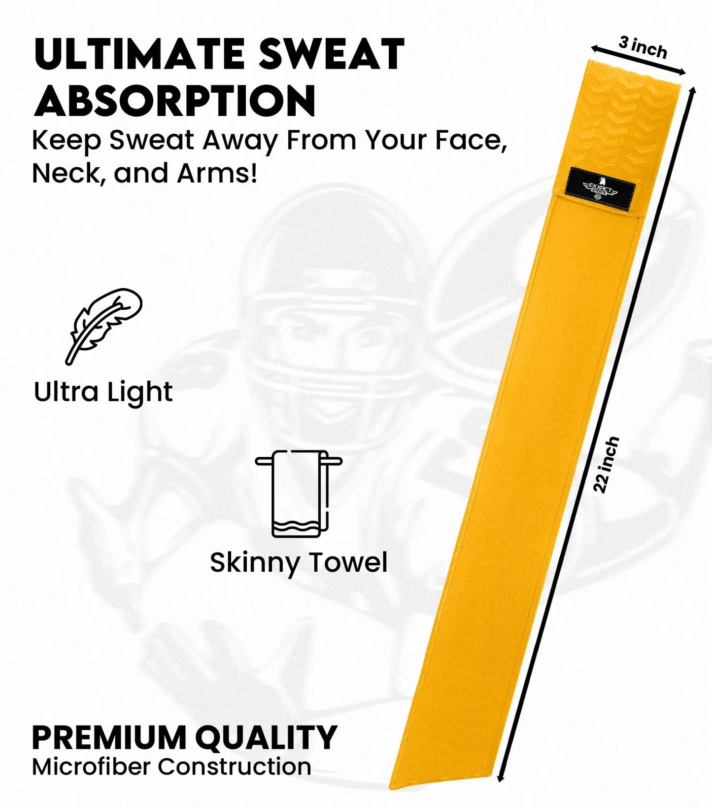 Streamer Football Towel with Hook & Loop Fastener (Gold)