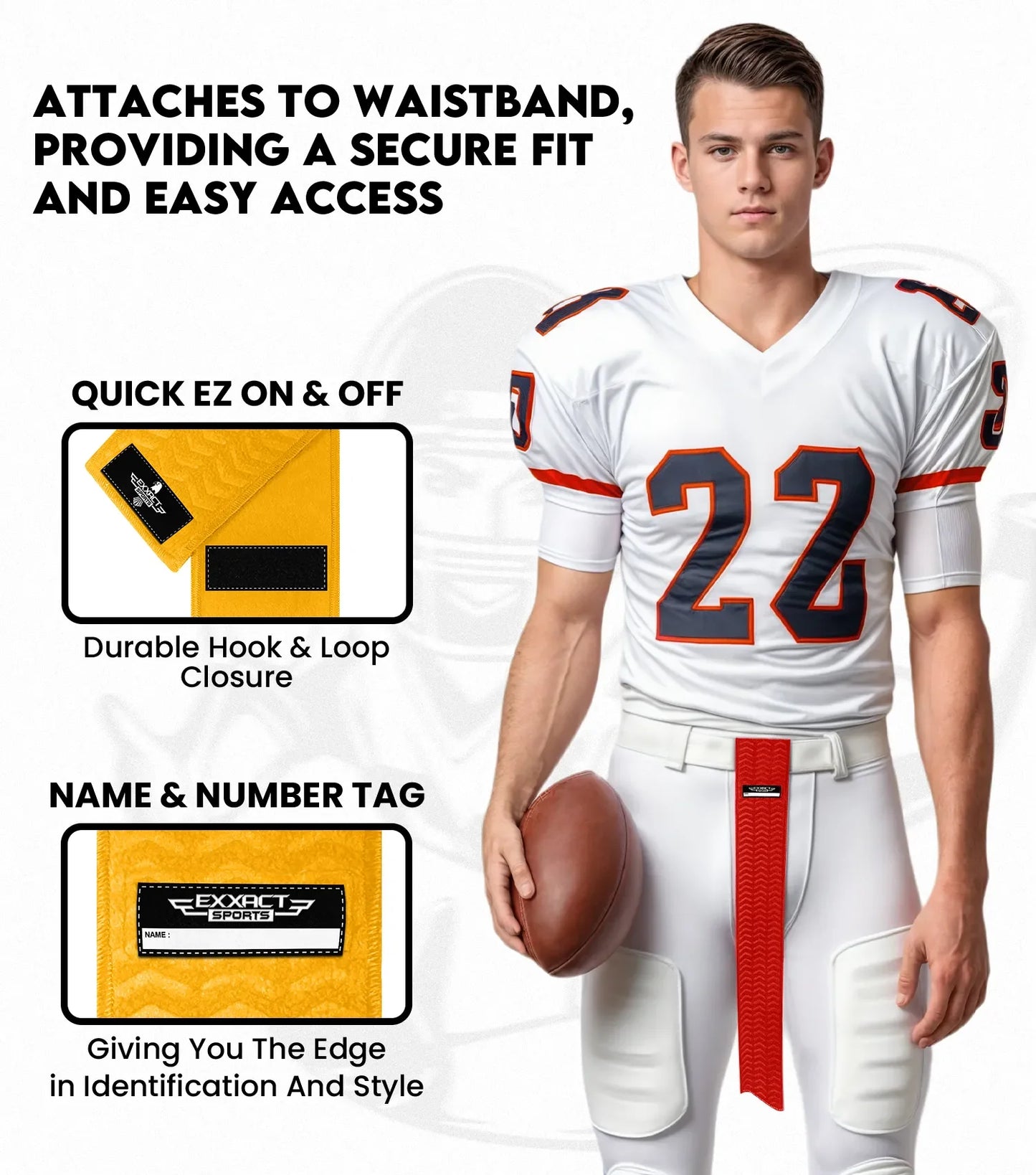 Streamer Football Towel with Hook & Loop Fastener (Gold)