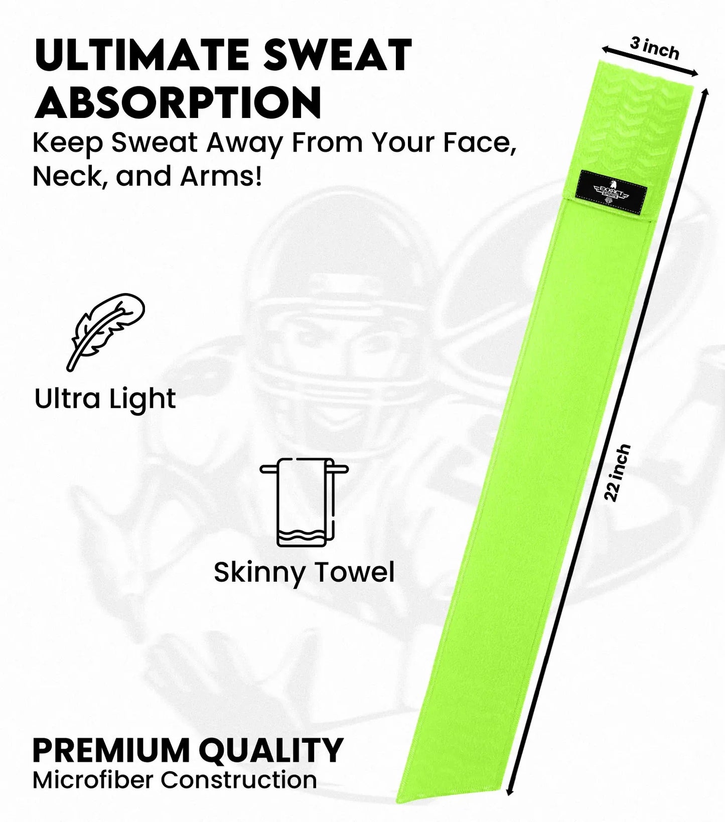 Streamer Football Towel with Hook & Loop Fastener (Neon Green)