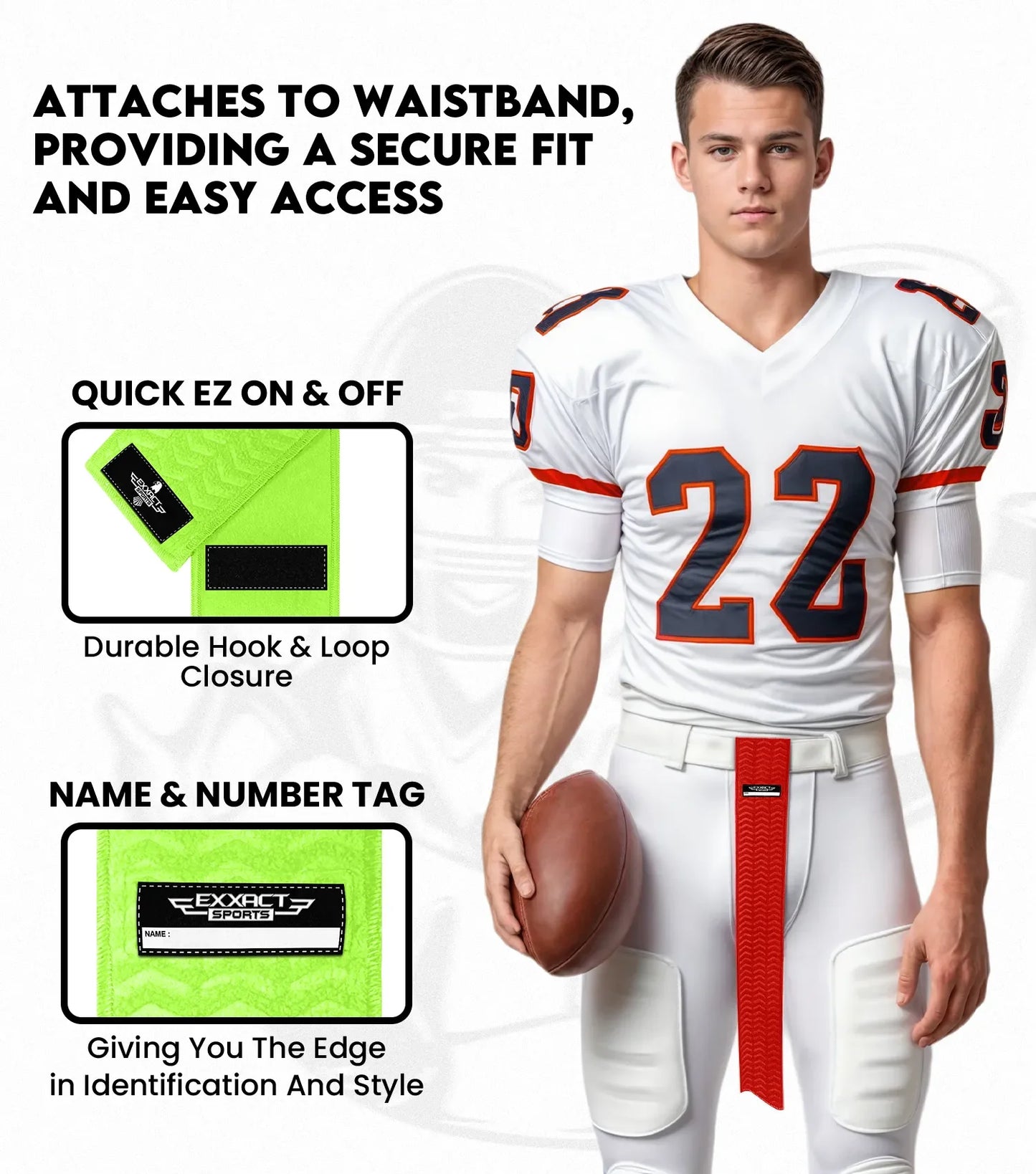 Streamer Football Towel with Hook & Loop Fastener (Neon Green)