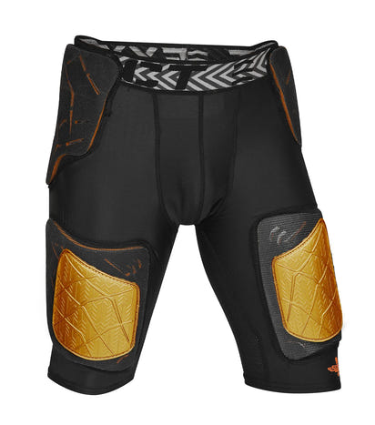 Men's Gladiator 5-Pad Football Girdle with Cup Pocket (Black Gold)
