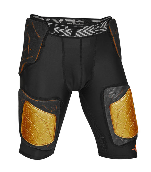 Men's Gladiator 5-Pad Football Girdle with Cup Pocket (Black Gold)