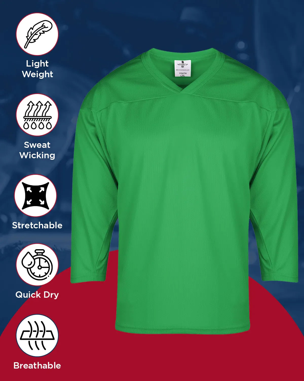 Men's Green Hockey Practice Jerseys (Adult)