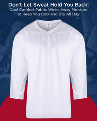Men's White Hockey Practice Jerseys (Adult)