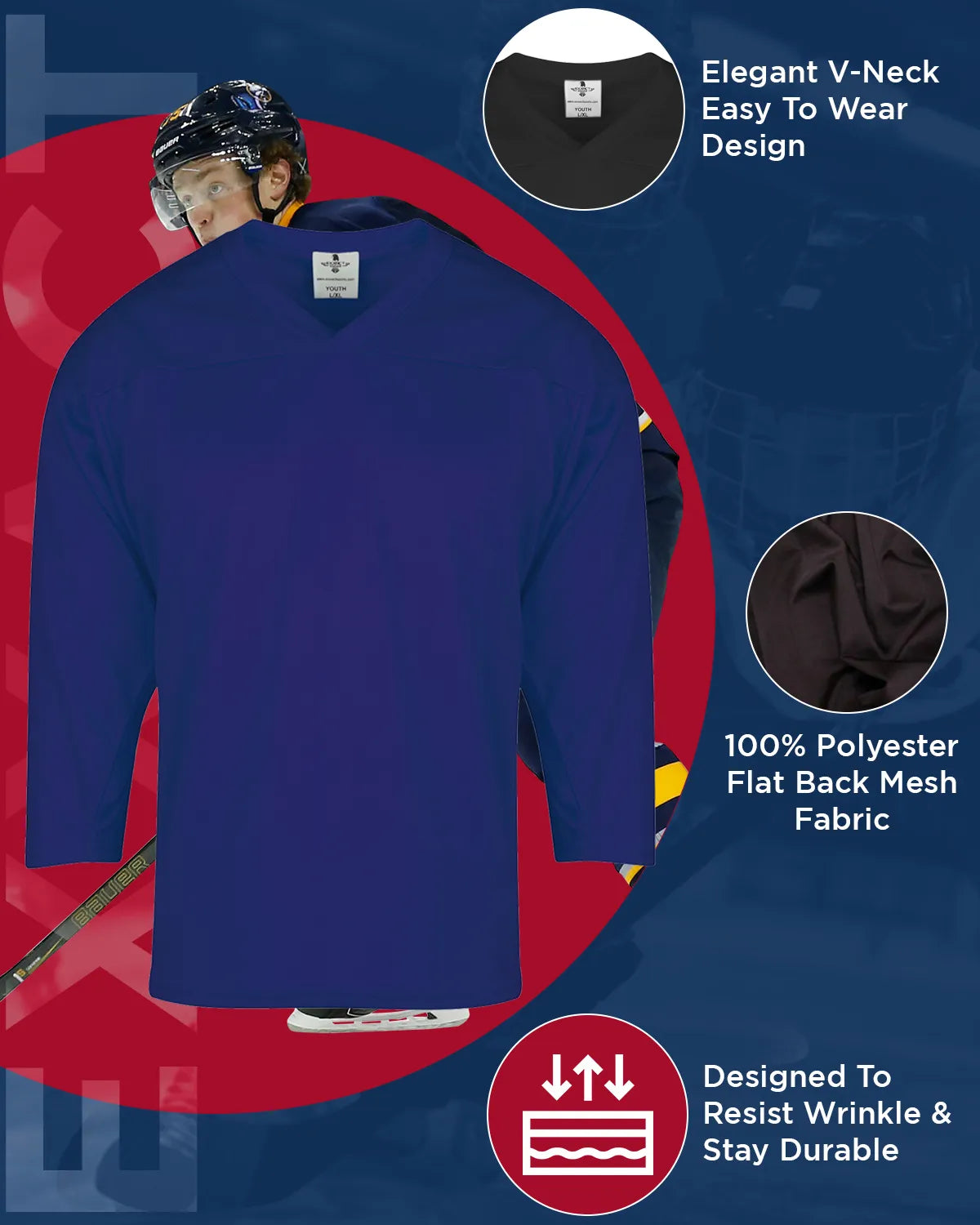 Boys Navy Hockey Practice Jersey (Youth)