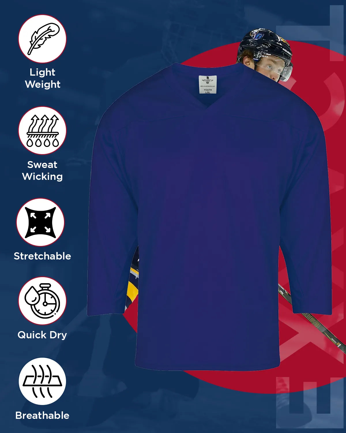 Boys Navy Hockey Practice Jersey (Youth)