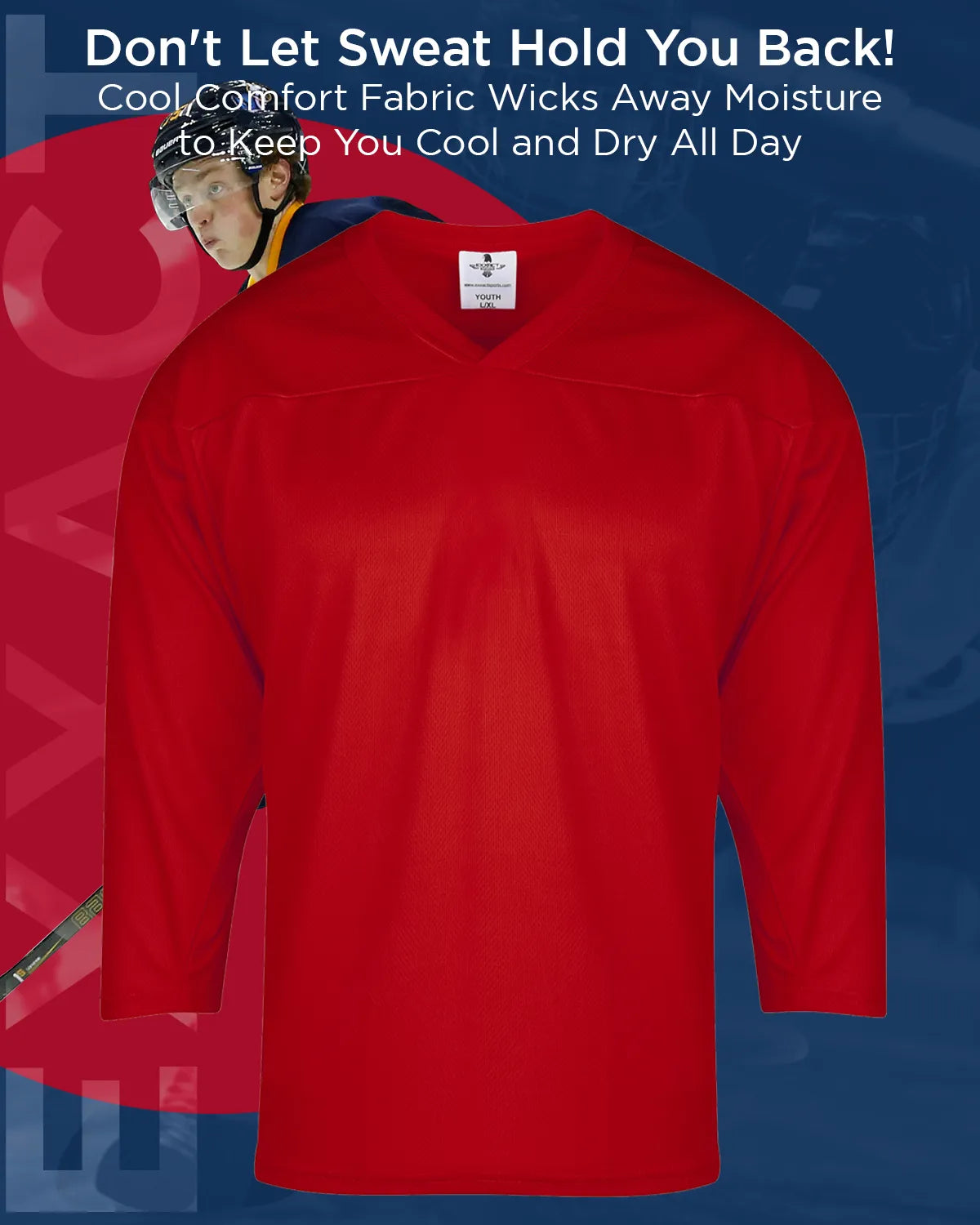 Boys Red Hockey Practice Jersey (Youth)