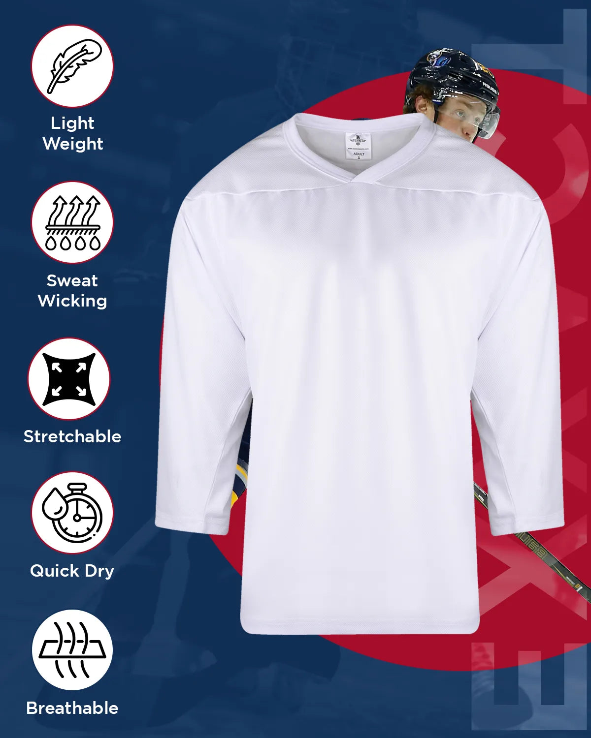Boys White Hockey Practice Jersey (Youth)