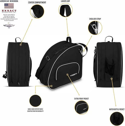 Black Ice Skate Bag with Adjustable Shoulder Strap