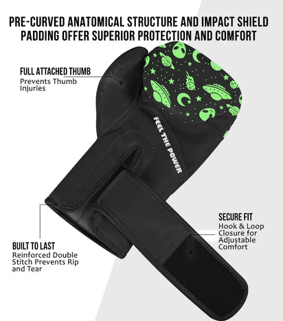 Kids Printed Knockout Boxing Gloves with Padded Protection (Alien)