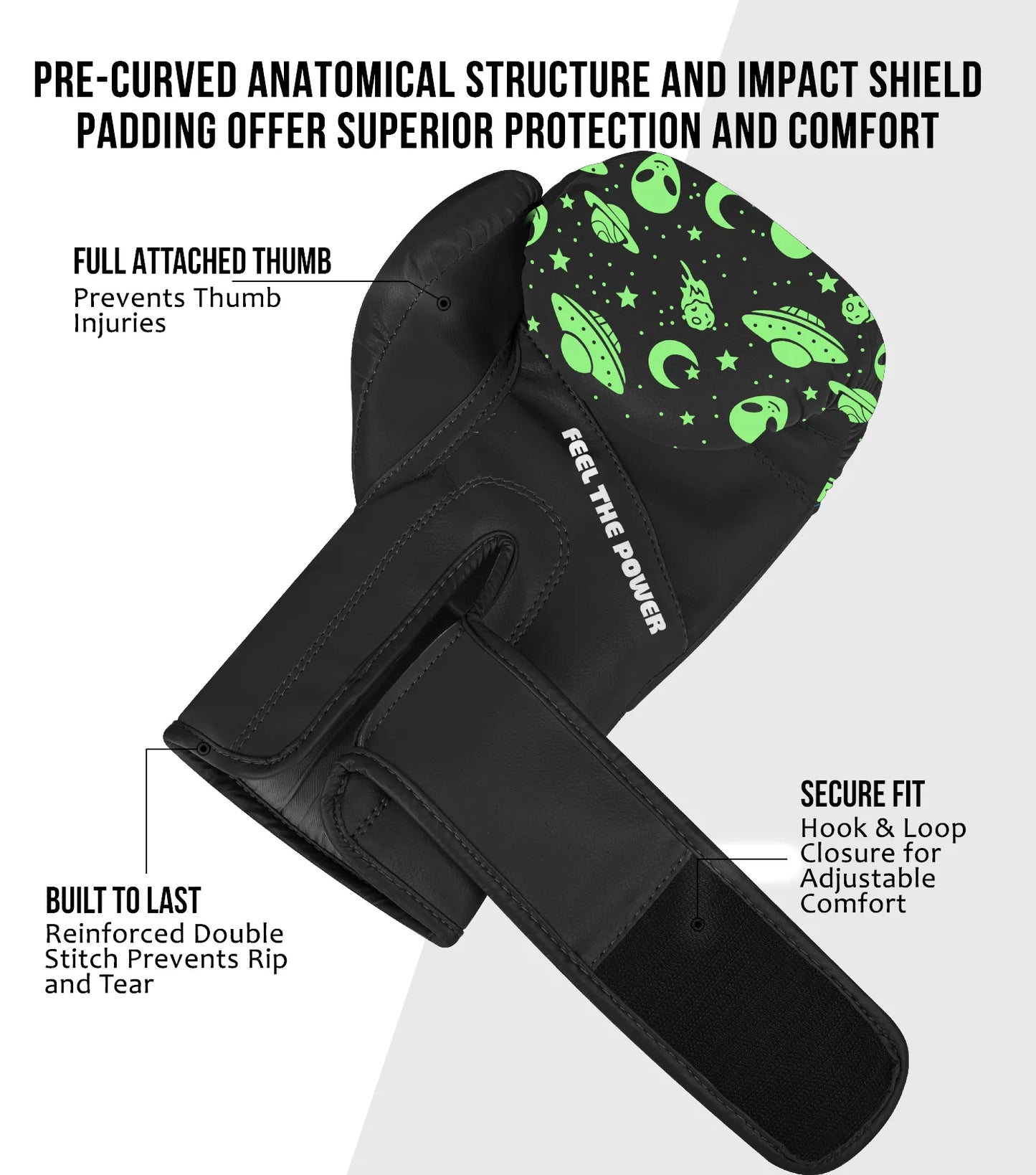 Kids Printed Knockout Boxing Gloves with Padded Protection (Alien)