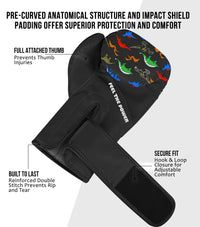 Kids Printed Knockout Boxing Gloves with Padded Protection (Dinosaur)