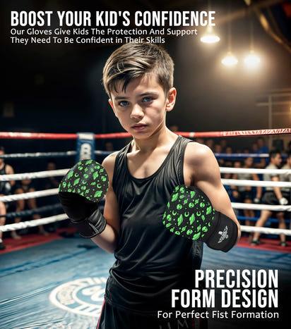 Kids Printed Knockout Boxing Gloves with Padded Protection (Dinosaur)