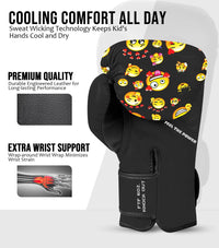 Kids Printed Knockout Boxing Gloves with Padded Protection (Smiley)