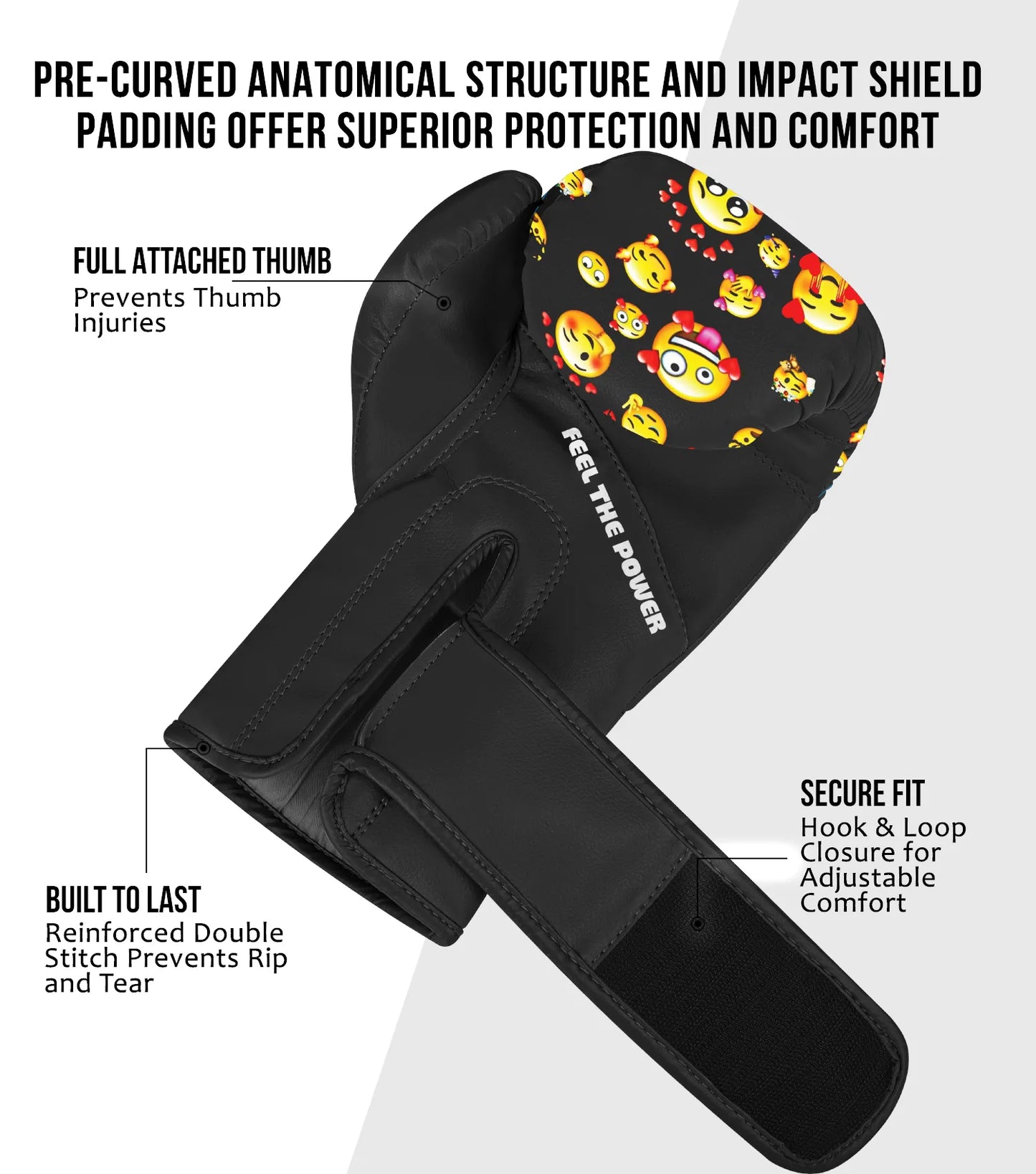 Kids Printed Knockout Boxing Gloves with Padded Protection (Smiley)