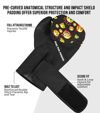 Kids Printed Knockout Boxing Gloves with Padded Protection (Smiley)