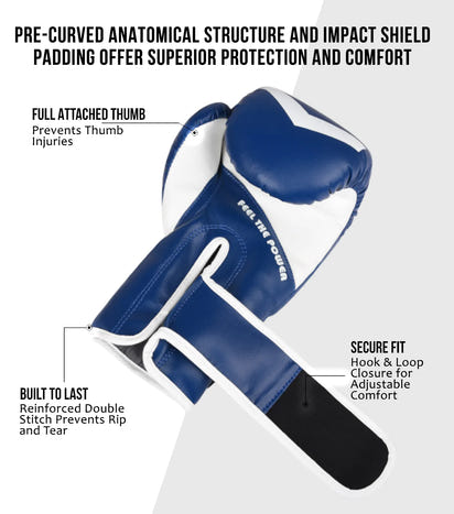 Kids Knockout Boxing Gloves with Padded Protection (Royal Blue/White)