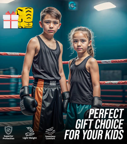 Kids Knockout Boxing Gloves with Padded Protection (Gold/Black)