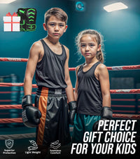 Kids Knockout Boxing Gloves with Padded Protection (Black/Green)