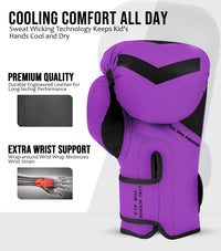 Kids Knockout Boxing Gloves with Padded Protection (Purple/Black)