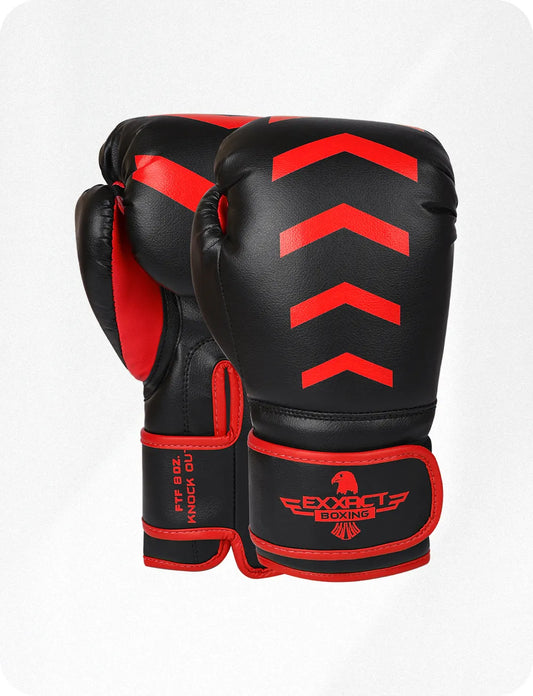 Kids Knockout Boxing Gloves with Padded Protection (Black/Red)